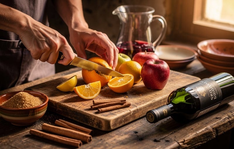 Les ingrédients de la sangria authentique pour 1,5 litre
